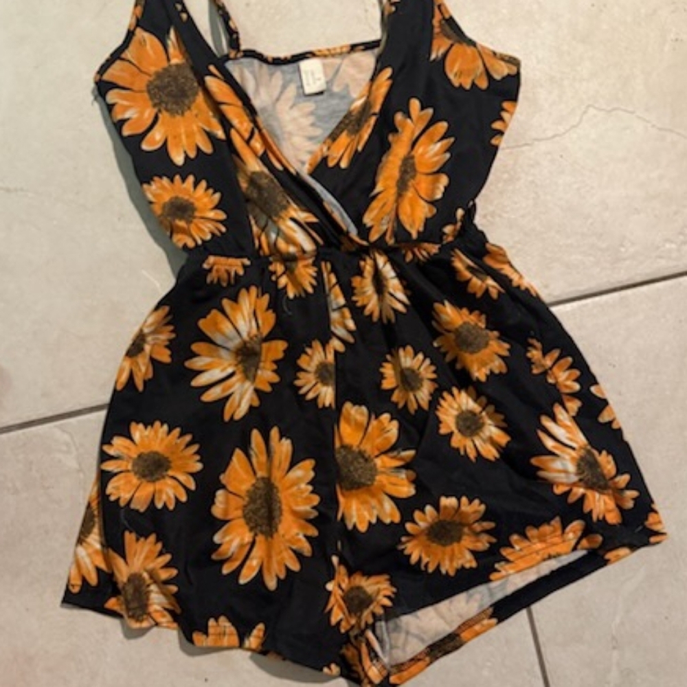 Source Unknown Sunflower Print Kids Romper